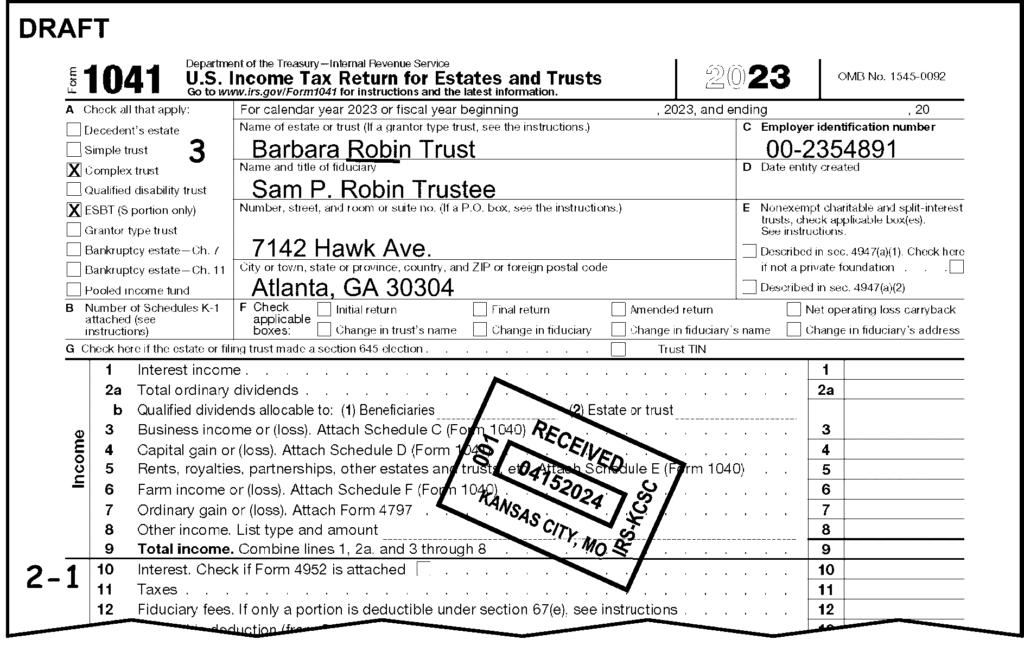 1041 TRUST AND ESTATES TAX FORMS, SONOMA COUNTY ESTATE PLANNING AND TAX SUCCESSION